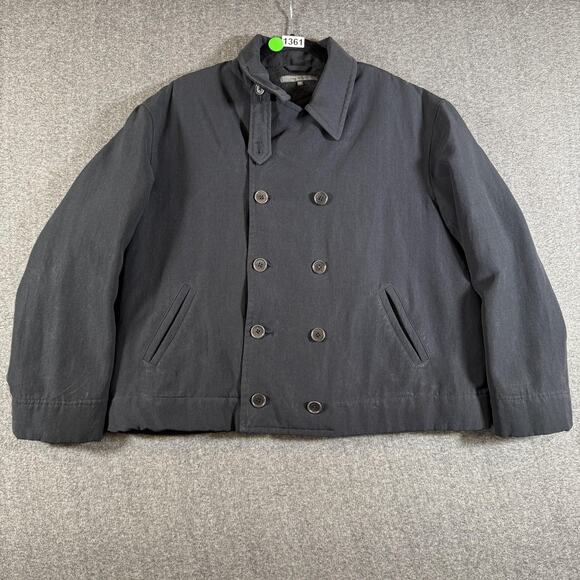 John Varvatos Jacket Mens Large EU 50 Black Double Breasted Peacoat Throat Latch - Picture 1 of 13